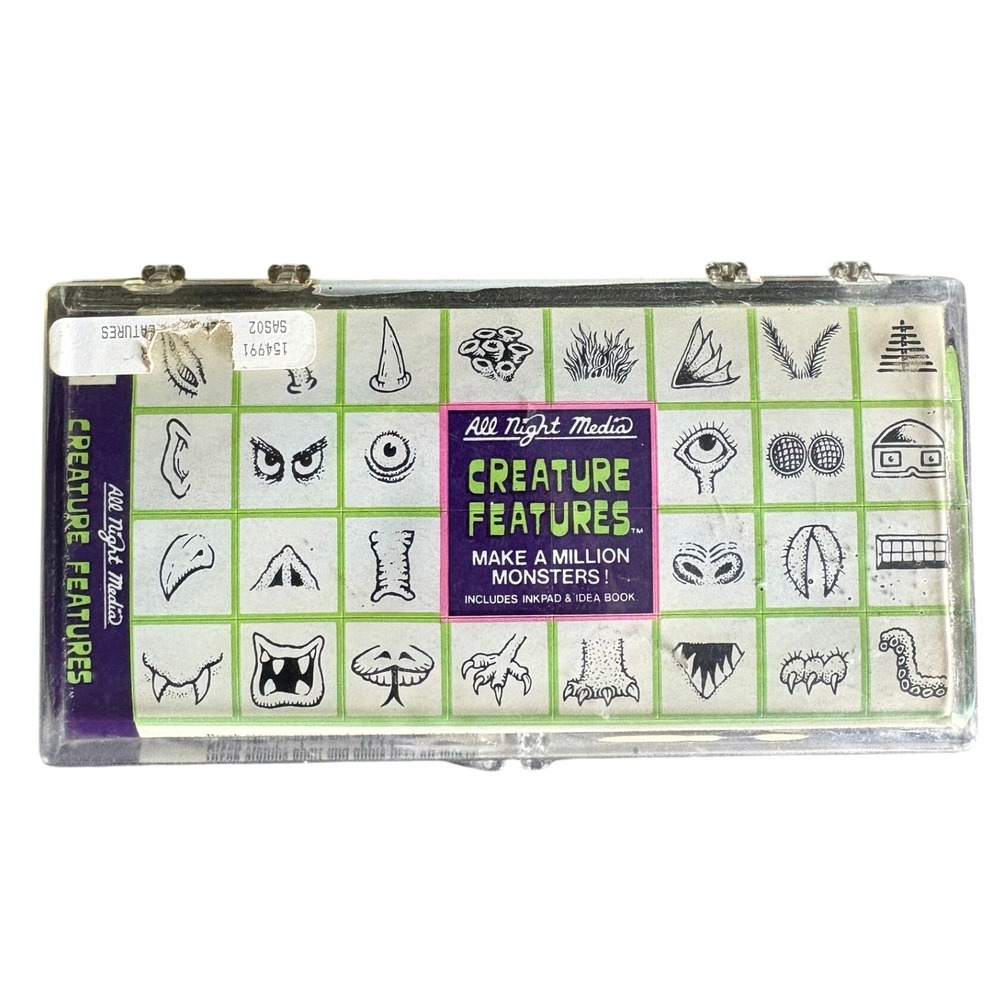 Vintage All Night Media Creature Features Rubber Stamp Kit Monster Maker Set